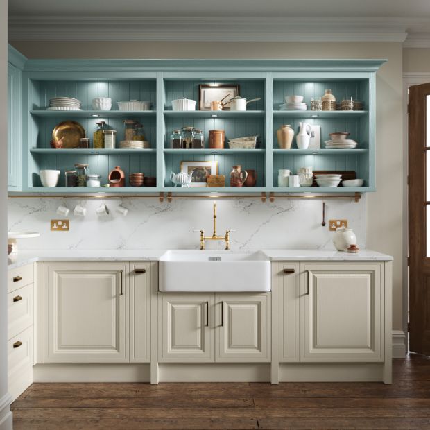 Jarrow Taupe Grey Light Teal Shelves