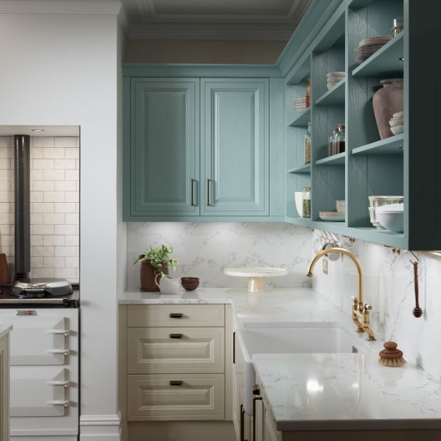 Jarrow Taupe Grey Light Teal Cupboard